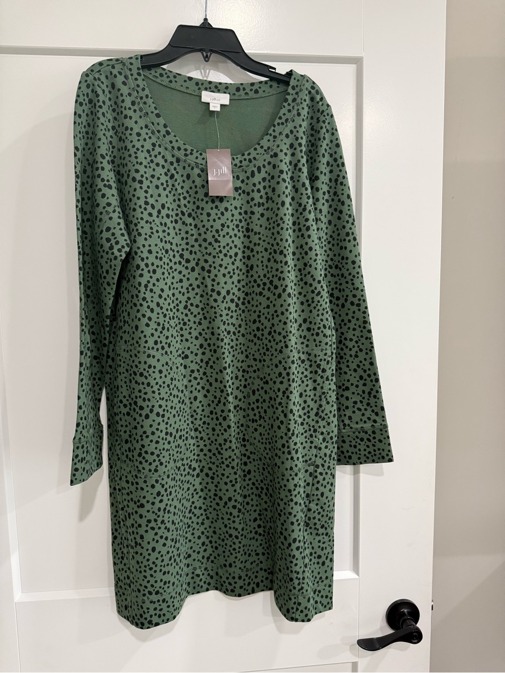 J.Jill NWT Green Printed Long-Sleeve Shift Dress
